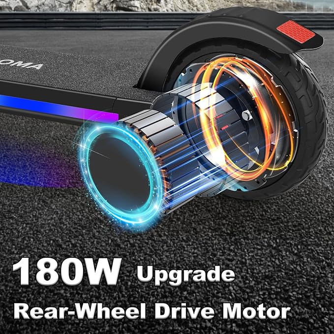 Caroma Electric Scooter for Kids Ages 6-12,150W/180WMotor,10 MPH Max Speed & 7 Miles,Colorful Lights,Adjustable Height & Speed,LED Display,Foldable Kids Electric Scooter 132 Lbs Max Load,Idea Gift-CubbioJoy