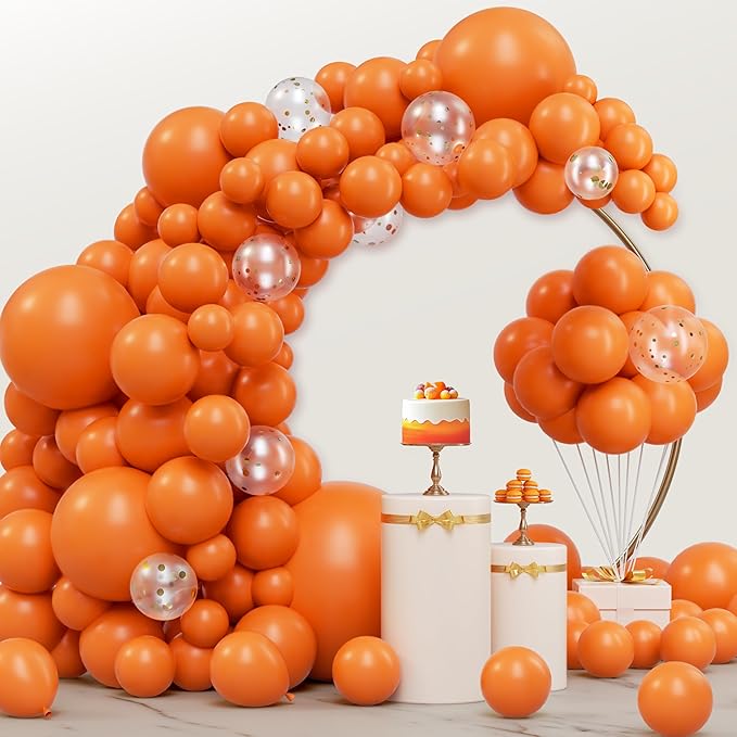 JOYIN 150 Pcs Orange Balloons, Different Sizes 18 12 10 5 Inch Orange Latex Balloon Arch Kit with Instruction for Birthday Party Graduation Wedding Holiday Decoration-CubbioJoy