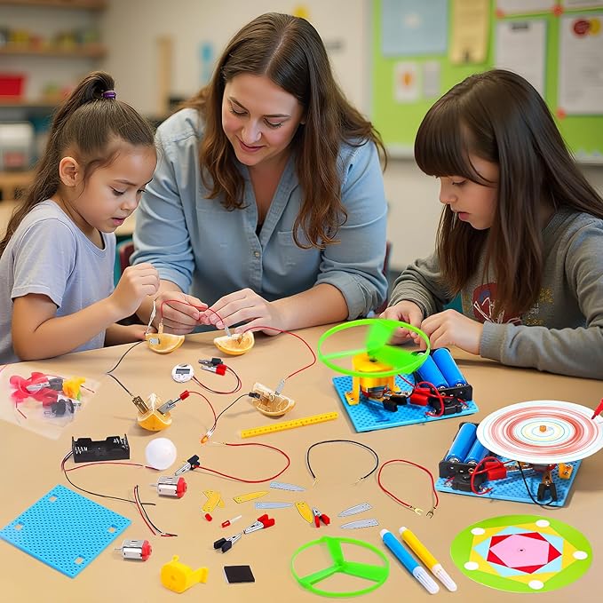 4 Set STEM Science Kits for Kids Age 8-12, 7-in-1 Science Experiments Crafts Projects Electric Motor Building Kit 8-10 9-12, STEM Toys for 6 7 8 9 10 11 13 Year Old Boys Girls Classroom Activity Gift-CubbioJoy