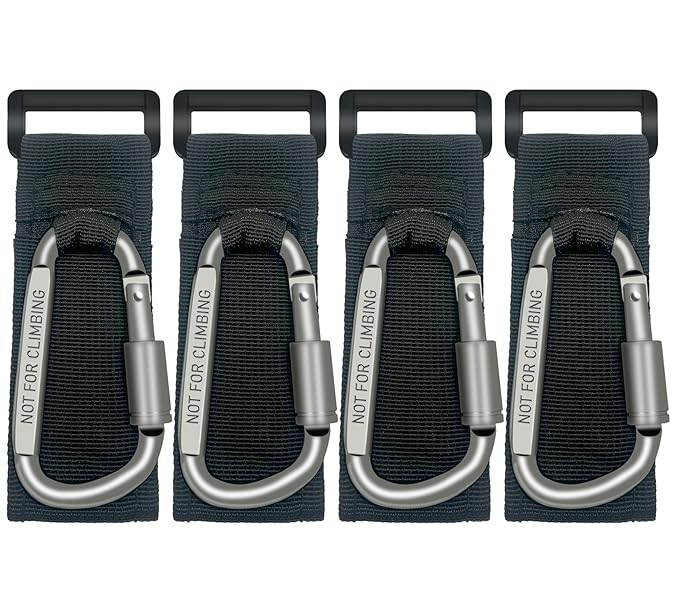 4 Pcs Baby Stroller Hook, Carry 30 lbs per Stroller Carabiner Clip, Adjustable Baby Stroller & Car Seat Hook for Hanging Diaper Bag, Wheelchair,Golf cart, Shopping and Pet Cart-CubbioJoy