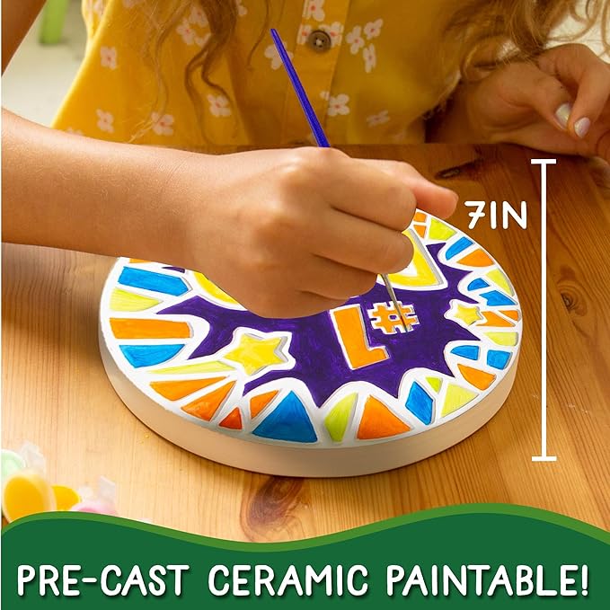 Creative Roots Paint Your Own #1 Dad Stepping Stone, Paintable Ceramic 7 in. Stone, Includes 6 Acrylic Paints & Paintbrush, Great Arts and Crafts for Kids Ages 8-12, Father's Day Gift-CubbioJoy