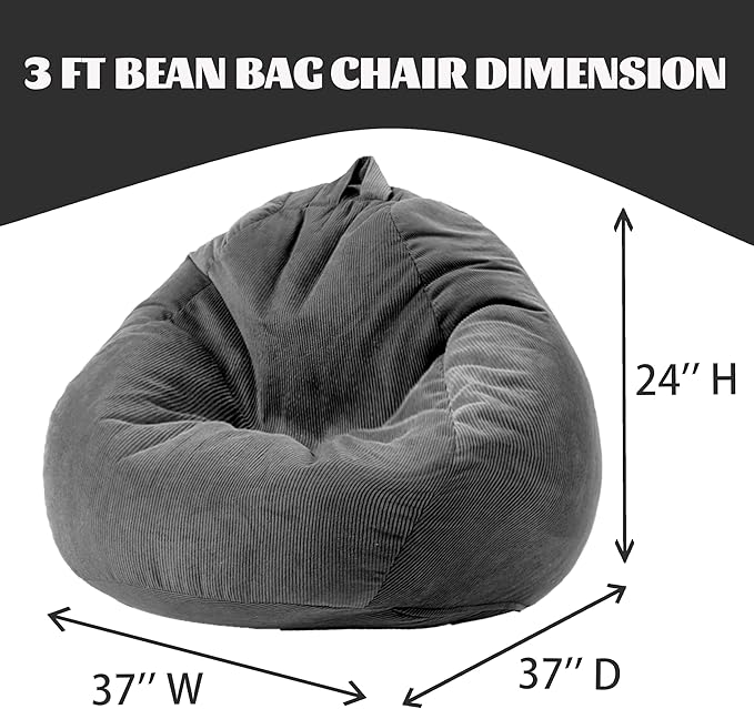 Bean Bag Chairs for Kids Chair Round Sofa Memory Foam Filling Reading Gaming Sofa for Living Room Bedroom-CubbioJoy