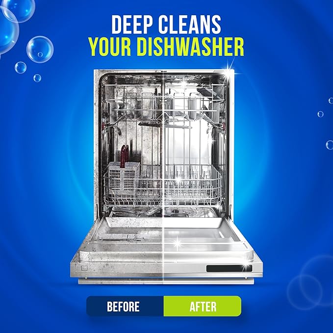 Dishwasher Cleaner and Deodorizer Tablets 26-Pack, Deep Cleaning Descaler for Dishwasher Machine, Heavy Duty, Septic Safe, Removes Grease & Build-ups, 1 Year of Cleaning Supplies (Unscented)-CubbioJoy