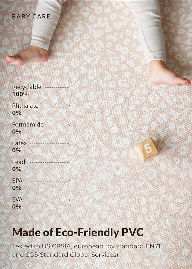 Baby Care Play Mat (Medium, Hygge - Bloom & Entry) 73’’ x 49’’ Original One-Piece Reversible Rollable Waterproof Play Mat for Infants, Babies, Toddler, and Kids-CubbioJoy