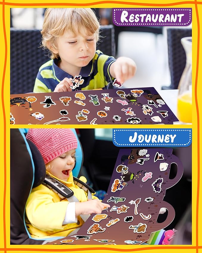 Benresive Reusable Sticker Book for Toddlers 2-4 Years, Fun Travel Stickers for Kids, Waterproof Sticker Books for Toddlers 1-3, Crafts Activities for Todddlers 1-3 2-4 3-5 - Halloween-CubbioJoy
