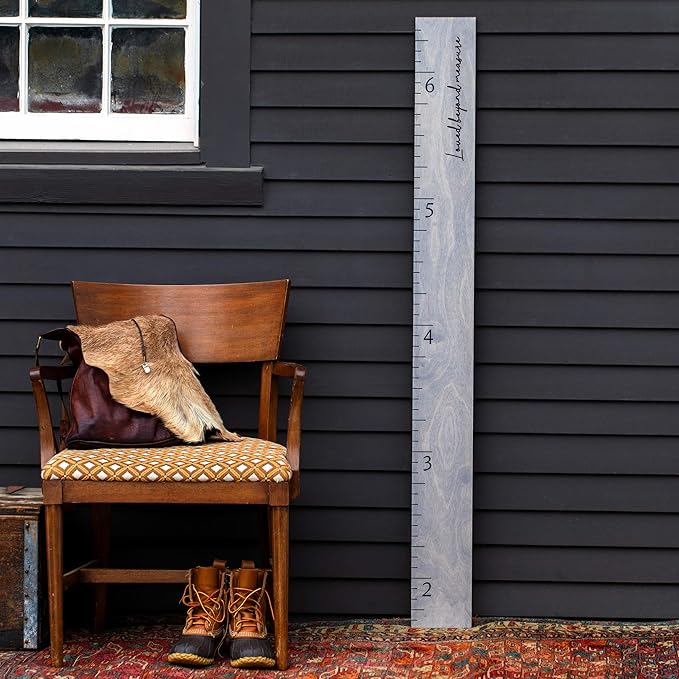 Boho Growth Chart for Wall - Height Board Growth Chart Wooden Growth Chart for Wall Kids Measuring Chart for Wall Height Chart Growth Chart for Kids (Our Growing Family, Gray)-CubbioJoy