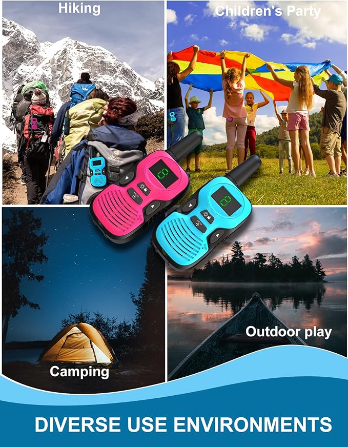 2Pcs Walkie Talkies for Kids Toys: Outdoor Toys for 3 4 5 6 7 8 9 10 11 12 Year Old Boys Girls Walkie Talkie Birthday Gifts - Long Range Camping Backyard Wakie-Talkies Party Favors Walky Talky-CubbioJoy