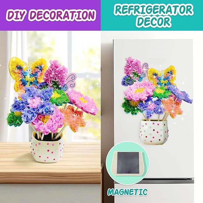 AGENTLAN Art & Craft Activity, Poke Fun Flower Bouquet Craft Kit, Fun & Easy Art Kits for Kids, DIY Garden Kids Activities, Gifts for Girls and Boys 3 4 5 6 7 8 9-CubbioJoy