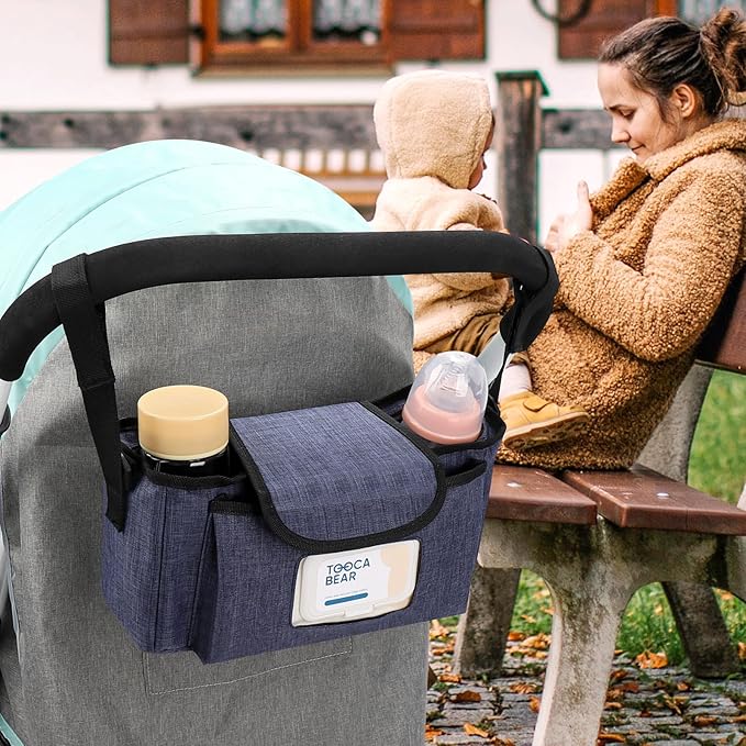 Accmor Universal Stroller Organizer with Insulated Cup Holder and Shoulder Strap, Stroller Bag Caddy Organizer Stroller Accessories for Uppababy, Baby Jogger, Nuna, Doona, Britax Strollers-CubbioJoy