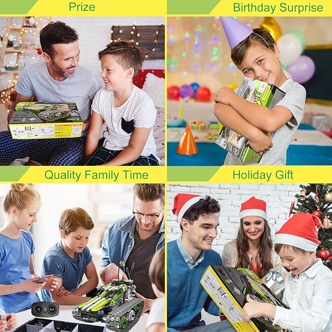 BIRANCO. Remote Control Tracked 3in1 Stunt Racer Building Kit - RC Car STEM Construction Toy, Gift Idea for Kids, Boys and Girls Ages 8-12 Year Old (353 Pcs)-CubbioJoy