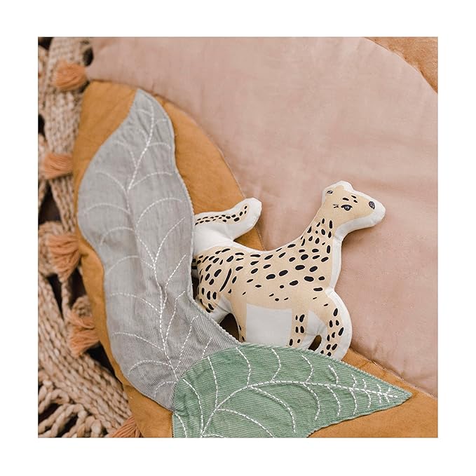 Crane Baby Activity Mat with Interactive Toys, Safari Zoo Themed Tummy Time Floor Mat, 36x36 Quilted Cotton Playmat, Infant Development Toys, Playmats for Newborn-CubbioJoy