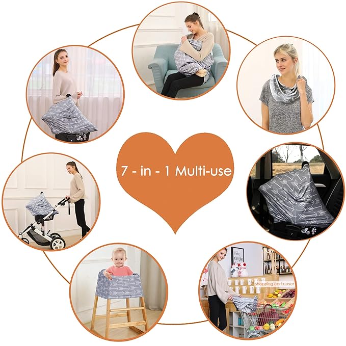 Car Seat Canopy Breastfeeding Cover - Multi Use Baby Stroller and Carseat Cover, Breastfeeding Covers, Boys and Girls Shower Gifts (Classical Arrows)-CubbioJoy