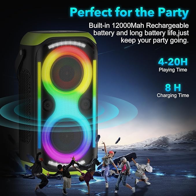 Bluetooth Speaker 160W Loud Wireless Boombox Portable Big Powerful Deep Bass Sound TWS Large Outdoor Home Party Speakers with Subwoofer LED Lights-CubbioJoy