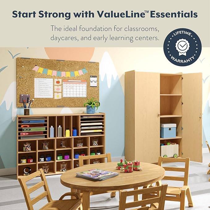 Angeles Value Line Multi-Section Storage, Classroom Shelves and Daycare Furniture, Construction Paper Organizer, 48" L x 12" W x 36" H-CubbioJoy