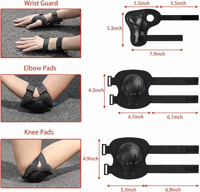 Kids Bike Helmet Set Adjustable for Children, Boys, Girls and Teenagers Aged 3-8 Years Includes Elbow, Knee, Wrist Guards Children's Helmet Protection Set for Bikes SkateboardsRollerskates-CubbioJoy