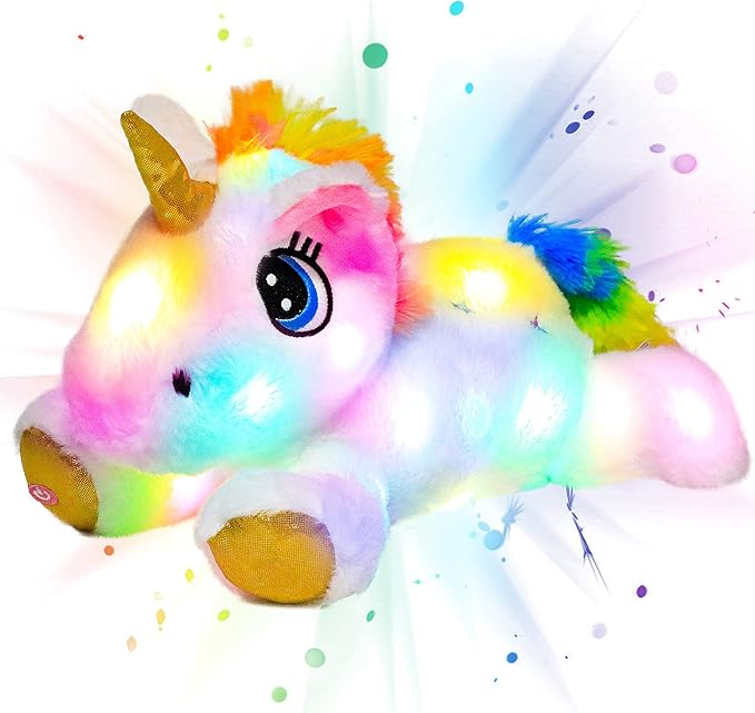 Cuteoy Light-up Plush White Unicorn LED Stuffed Animal Birthday Christmas Plushies Toy Gifts for Kids Toddler Girls, 15"-CubbioJoy