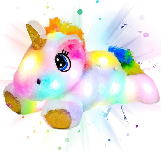 Cuteoy Light-up Plush White Unicorn LED Stuffed Animal Birthday Christmas Plushies Toy Gifts for Kids Toddler Girls, 15"-CubbioJoy