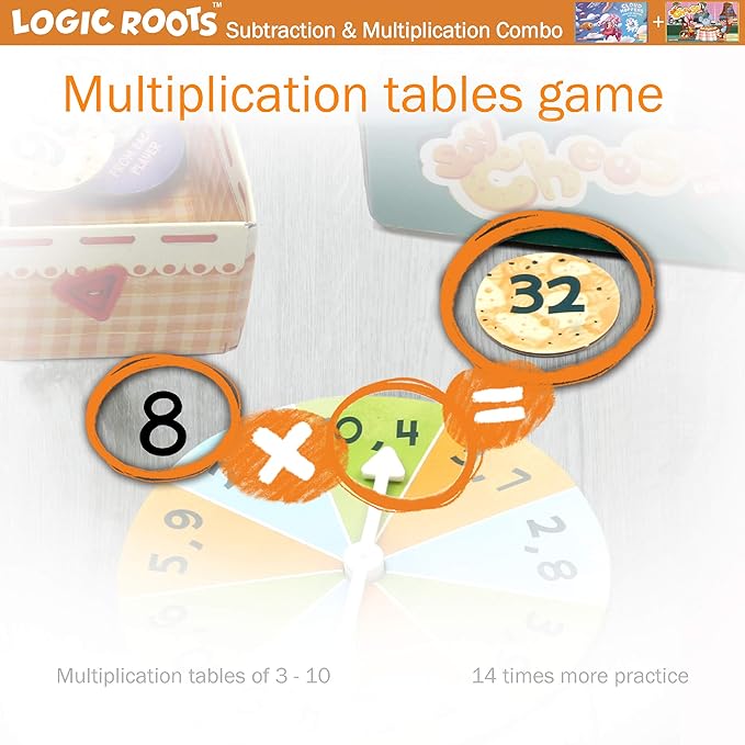 Addition and Subtraction Games - Pack of 2, Cloud Hoppers &Say Cheese Cafe, Math Board Games and STEM Toys for 5-9 Year Olds, Gift for Kids (Girls & Boys), Homeschoolers, Grade 1 & Up-CubbioJoy