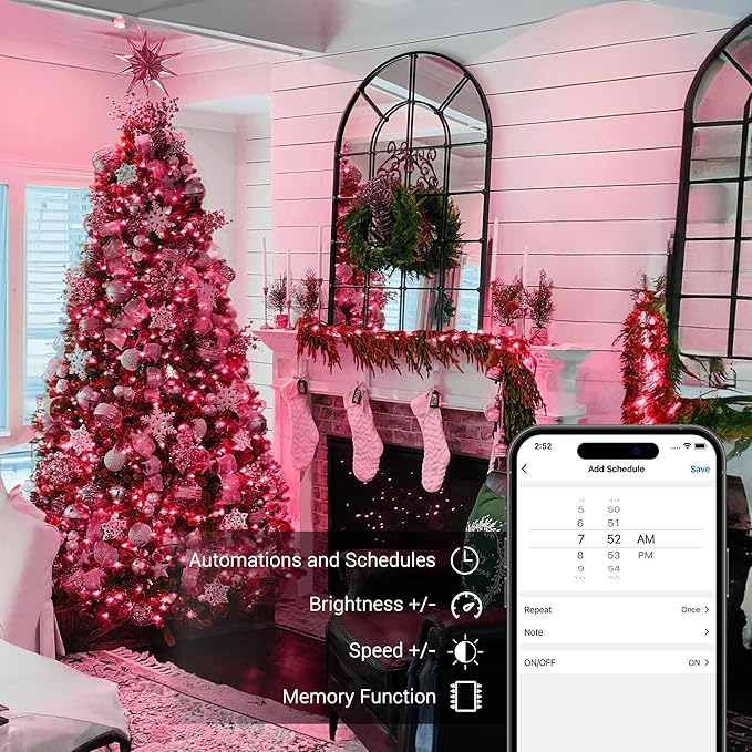 Brizled Smart Christmas Lights, 65ft 198 LED Color Changing Mini Lights, WiFi APP Controlled Xmas Tree Light, Dimmable Christmas Light Work with Alexa Google Home for Indoor Outdoor Year-Round Decor-CubbioJoy