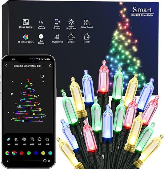 Brizled Smart Christmas Lights, 65ft 198 LED Color Changing Mini Lights, WiFi APP Controlled Xmas Tree Light, Dimmable Christmas Light Work with Alexa Google Home for Indoor Outdoor Year-Round Decor-CubbioJoy