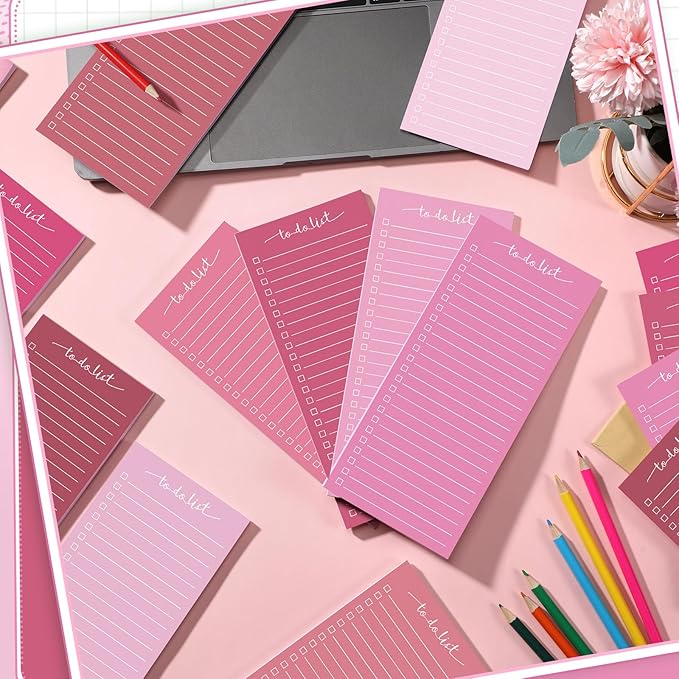 Censen 10 Pack 500 Sheets To Do List Notes Daily Checklist Notepads with 50 Sheets Each Undated Color Memo Pad Block Shopping List Pad Weekly Plan Notepad Organizer Planners (Gradient Pink,Lined)-CubbioJoy