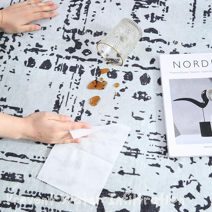 Door Mat Indoor Entrance 2x3 Rug Machine Washable Boho Moroccan Small Area Rug Non-Slip Low Pile Throw Rugs for Entryway, Kitchen, Front Door Indoor Entrance,Kids Room (Black and White)-CubbioJoy