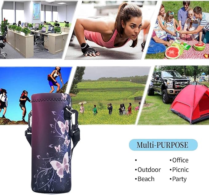 AUPET Water Bottle Bag Carrier,24oz/32oz Insulated Neoprene bottle Sling Holder Case Pouch Cover for 1000ML/750ML Bottles with Shoulder Strap for walking-CubbioJoy