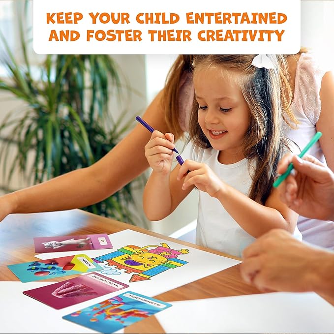 Drawsome Drawing Game for Creative Kids – 160 Prompt Cards with Characters, Actions, Styles & Places to Spark Imagination – Fun Single Player & Family Art Game with Painting Ideas-CubbioJoy