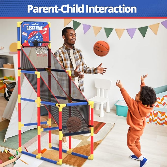 Kids Arcade Basketball Game with Electronic Scoreboard and Cheer Sounds, Indoor Outdoor Basketball Hoop with 4 Balls, Game Toy Gift for Ages 3-12 Boys and Girls