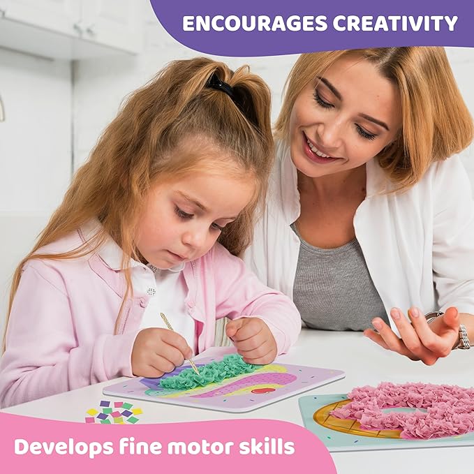 jackinthebox Poke Poke Art for Kids - Candyland Theme, Mess-Free Fabric Art and Craft, Flower Pressing Kits, Gift for Kids, Girl Gifts, DIY Activity Boy Gift, Toys for Girls and Boys Ages 4 5 6 7 8-CubbioJoy