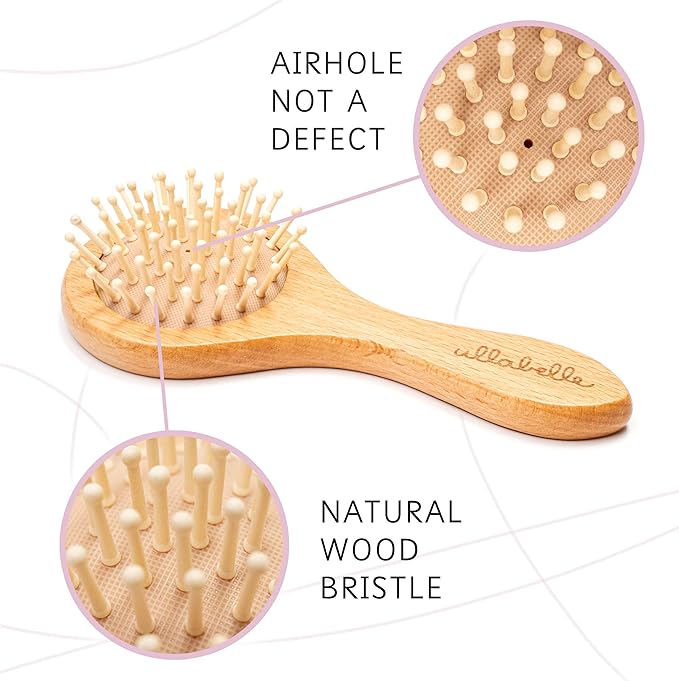 3 Piece Wooden Baby Hair Brush and Comb Set for Newborns & Toddlers in Chic Gift Box - Ultra Soft Natural Goat Hair and Wood Baby Brush Set Prevents Cradle Cap - Perfect Registry Gift (Sage)-CubbioJoy