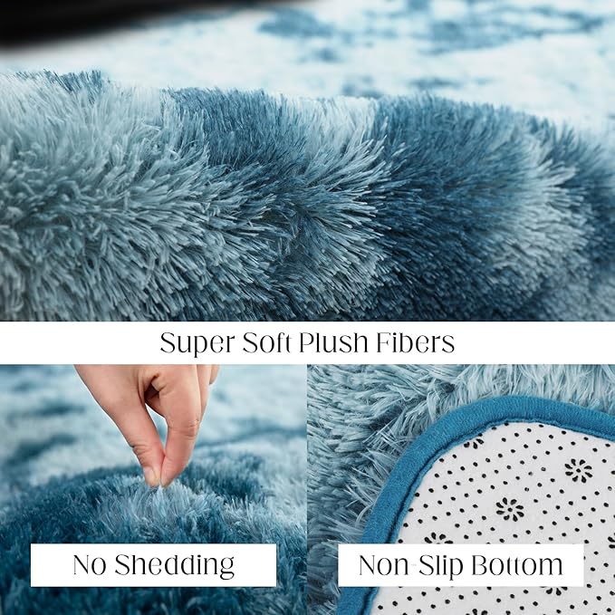 5x7 Area Rug, Luxury Rugs for Living Room, Ultra Soft Rugs for Bedroom, Non-Slip Indoor Carpet for Nursery, Kids Room, Playroom, Home Decor, Tie-Dyed Blue-CubbioJoy