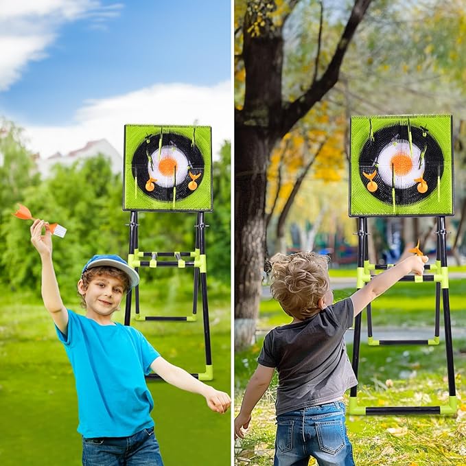 Axe Throwing Game for Backyard,Plastic Axe Throwing Game Set,Ax Throwing Game Set for Adults,Contains Foldable Axe Throwing Board,Axes,Bows and Arrows and 3 Types of Darts for Family Games-CubbioJoy