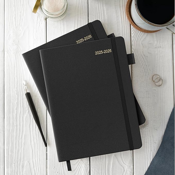 2025-2026 Planner for Women, Lather Weekly & Monthly Organizer, July 2025-June 2026, Hardcover with Gold Foil, Tabs, and Inspirational Pages - Ideal for Professionals, Black-CubbioJoy