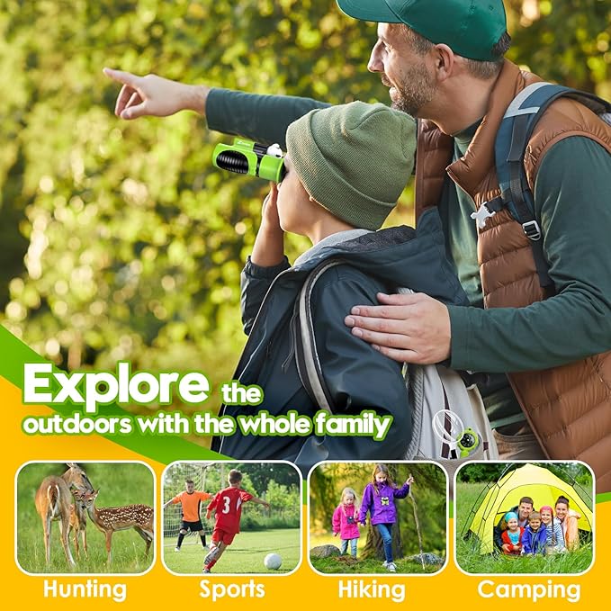 Binoculars for Kids, Toys for 3-12 Year Old Girls and Boys, Bird Watching Hiking 4 5 6 7 8 9 Year Old Girl Boy Christmas Birthday Gifts, Outdoor Toys for Kid Set with Magnifying Glass & Compass-CubbioJoy
