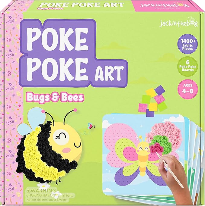 jackinthebox Poke Poke Art – Bugs Theme, Mess-Free Fabric Art and Craft, Flower Pressing Kits, Gift for Kids, Toys for Girls and Boys Ages 4 5 6 7 8-CubbioJoy