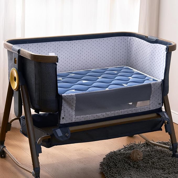 Baby Bassinet Mattress 47x 23.6 inches- Firm Support and Comfort Premium Foam,Noiseless and Odorless,Hypoallergenic Small Crib Mattress, Fits Moses Basket, Dual Sided with Soft Breathable Fabric-CubbioJoy