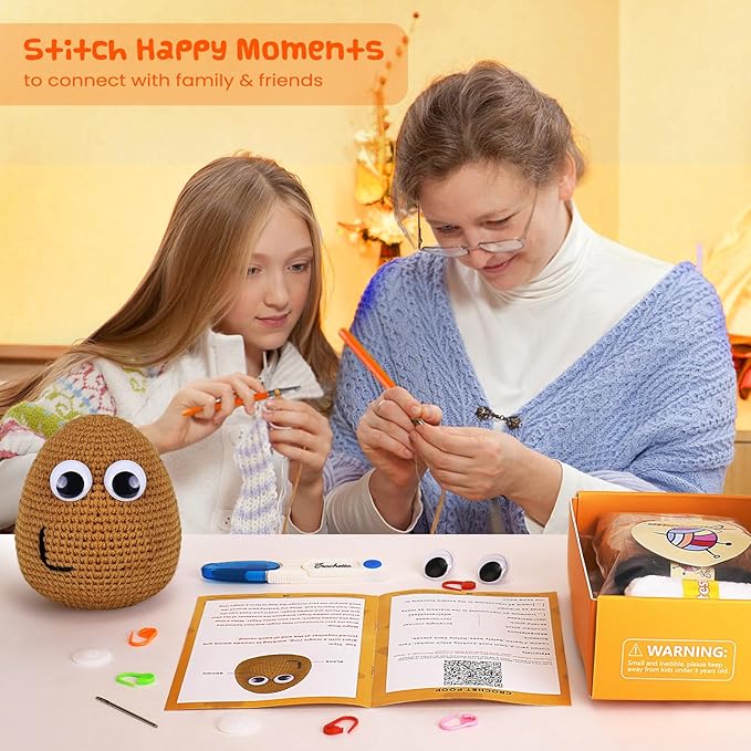 Crochetta Crochet Kit for Beginners, Crochet Kit w Step-by-Step Video Tutorials, Crochet Starter Kit Learn to Crochet Kits for Adults Kids Beginners, Crochet Poop (40%+ Yarn)-CubbioJoy