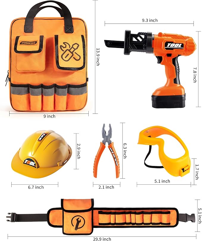 36Pcs Kids Tool Set, Toddler Tool Construction Toys with Belt & Electronic Drill for Boys Girls 3-5, Sturdy Tool Bag Suitable for Outdoor Use-CubbioJoy