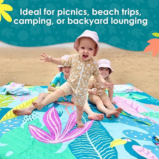 Jumbo Picnic Rug, Premium Large Picnic Mat, 6'7" x 6'7", Outdoor Waterproof Picnic Blanket Beach Mat, Foldable & Waterproof, Picnic Blankets Ideal for Beach & Park, Outdoor Blanket-CubbioJoy