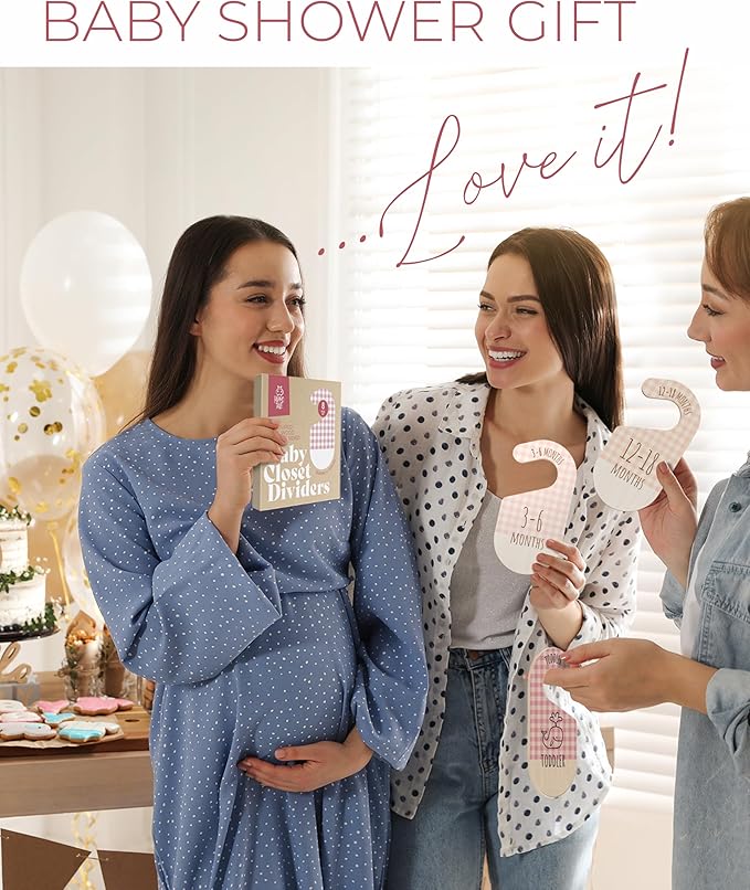 Baby Clothes Organizer - Pink Baby Closet Dividers for Nursery Decor, Storage & Organization - 8 Size Closet Dividers for Hanging Clothes, Gender Neutral Nursery Must-Haves & Accessories-CubbioJoy