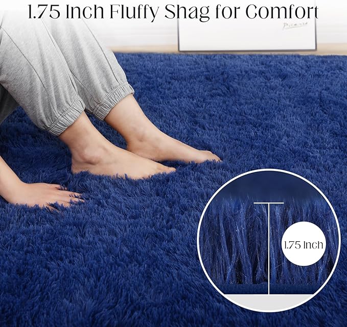 4x6 Blue Rug, Area Rugs for Living Room, Soft Plush Area Rugs for Bedroom, Non-Slip Indoor Carpet for Nursery, Study Room, Playroom, Home Decor-CubbioJoy