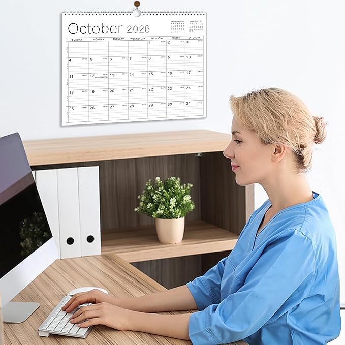 2026 Wall Calendar - 2026 Calendar from Jan. 2026 - Dec. 2026, 14.6" x 11.4", 12 Months Wall Calendar 2026, Thick Paper, Twin-Wire Binding, Simple Design-CubbioJoy