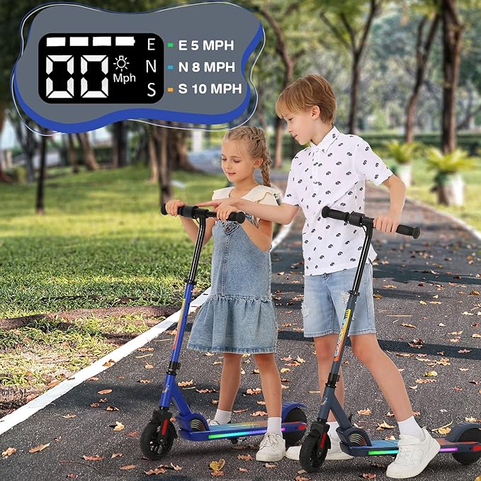 Caroma Electric Scooter for Kids Ages 6-12,150W/180WMotor,10 MPH Max Speed & 7 Miles,Colorful Lights,Adjustable Height & Speed,LED Display,Foldable Kids Electric Scooter 132 Lbs Max Load,Idea Gift-CubbioJoy