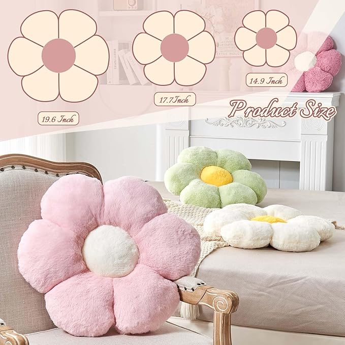 Brown Flower Pillow, 17.7" Flower Shaped Plush Decorative Throw Pillow for Bed-CubbioJoy