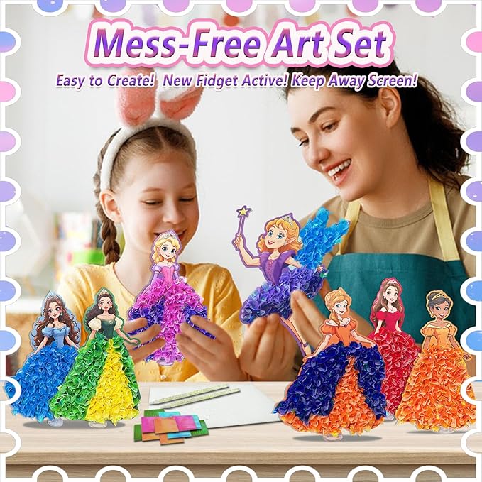 JRD&BS WINL Poke in Fun Art Kit for Kids Toys Age 3-12 Year Old 3D Creative Princesses for Girls Birthday Gifts for 3 4 5 6 7 8 9…… Year Old Boy DIY Craft Art Kit for Teens Beginner Kids-CubbioJoy