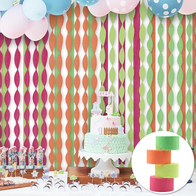 800Feets Neon Glow in The Dark Party Supplies - UV Reactive Fluorescent Crepe Paper Streamers for Wedding, Birthday, Fiesta Decorations-CubbioJoy