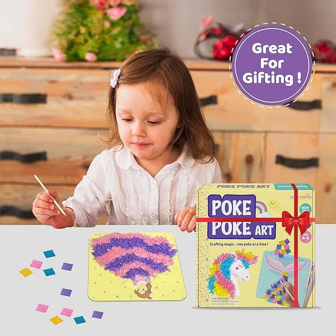 jackinthebox Poke Poke Art – Magical Theme, Mess-Free Fabric Art and Craft, Flower Pressing Kits, Gift for Kids, Girl Gifts, DIY Activity Boy Gift, Toys for Girls and Boys Ages 4 5 6 7 8-CubbioJoy