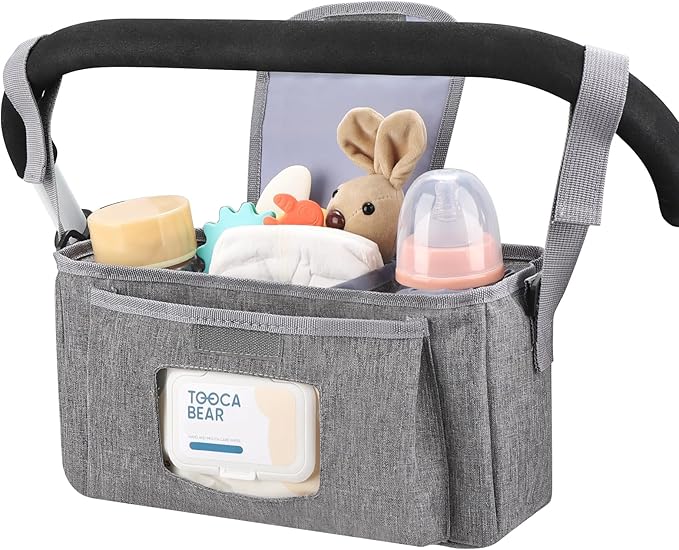 Accmor Universal Stroller Organizer with Insulated Cup Holder and Shoulder Strap, Stroller Bag Caddy Organizer Stroller Accessories for Uppababy, Baby Jogger, Nuna, Doona, Britax Strollers-CubbioJoy