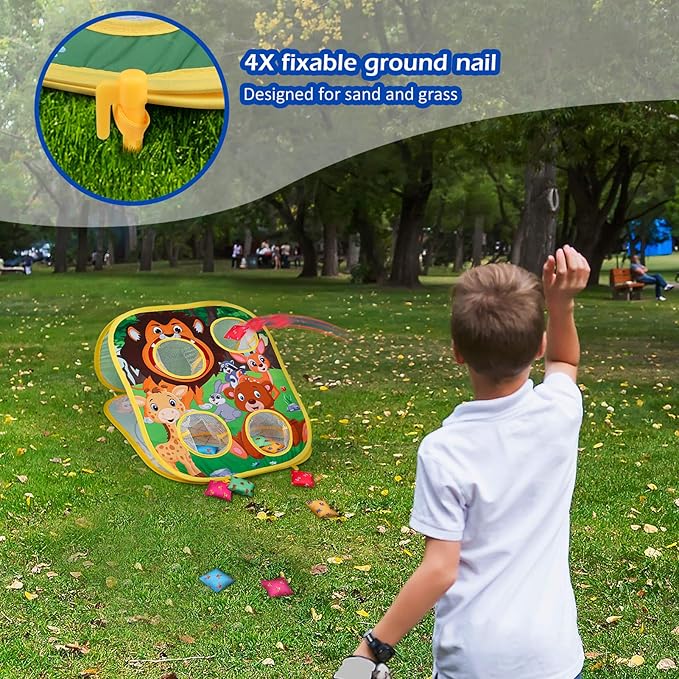 Animal Bean Bag Toss Game Toy Outdoor Toss Game, Family Party Party Supplies for Kids, Gift for Boys Birthday or Christmas for Toddlers Ages 3 4 5 6 Year Old-CubbioJoy